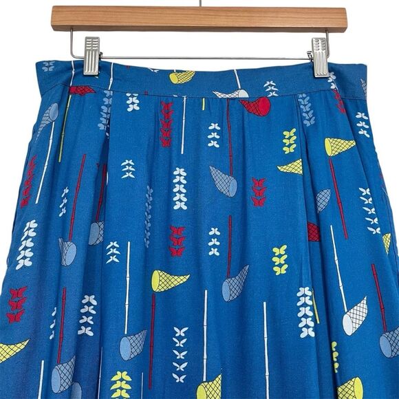 Modcloth Fever London Mariposa Blue Patterned Butterfly Net Printed Skirt US 10 - Picture 3 of 10